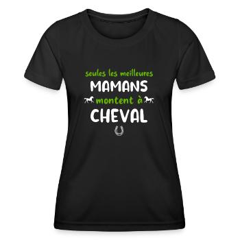 Seules les meilleures mamans montent à cheval - T-shirt sport Femme - noir - Devant - AI Model Female 172 light (172cm)