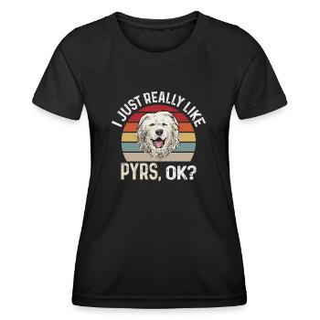 Großer Pyrenäenhund Retro Vintage - Frauen Funktions-T-Shirt - Schwarz - Vorne - AI Model Female 172 light (172cm)