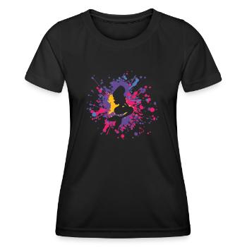 Sirène de coeur éclaboussure de couleur - T-shirt sport Femme - noir - Devant - AI Model Female 172 light (172cm)
