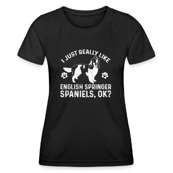 English Springer Spaniel Dog - Women's Functional T-Shirt - black - Front - AI Model Female 172 light (172cm)