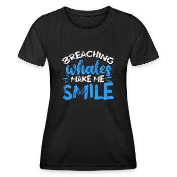Breaching Whales Make Me Smile Whale Watching - Frauen Funktions-T-Shirt - Schwarz - Vorne - AI Model Female 172 light (172cm)