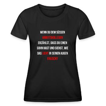 Alleinerziehende Mutter Arbeit Flirten traurig - Frauen Funktions-T-Shirt - Schwarz - Vorne - AI Model Female 172 light (172cm)