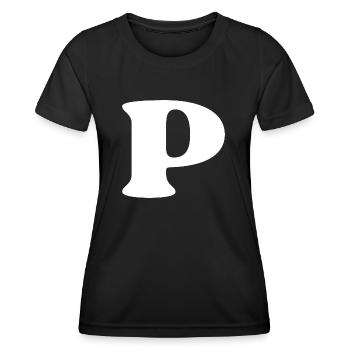 Lettre p - T-shirt sport Femme - noir - Devant - AI Model Female 172 light (172cm)