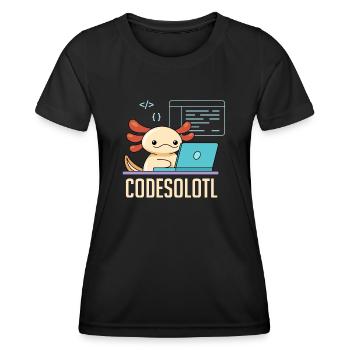 Codesolotl Pun Design for Axolotl Lovers - Women's Functional T-Shirt - black - Front - AI Model Female 172 light (172cm)