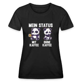 Pandabär Mein Status Mit Kaffee Ohne Kaffee - Frauen Funktions-T-Shirt - Schwarz - Vorne - AI Model Female 172 light (172cm)