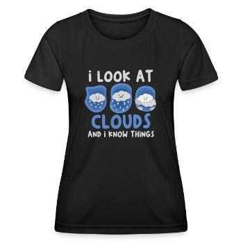 Je regarde les nuages et je sais des choses... - T-shirt sport Femme - noir - Devant - AI Model Female 172 light (172cm)
