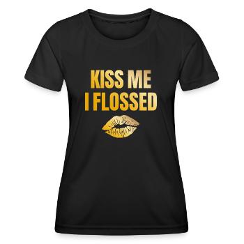 Küss mich ich Zahnseide Zahnarzt Dentalhygieniker Zahnarzt - Frauen Funktions-T-Shirt - Schwarz - Vorne - AI Model Female 172 light (172cm)