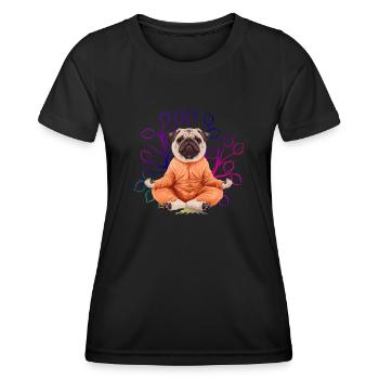 Carlin médite Lotus Siège Arbre de Vie Méditation - T-shirt sport Femme - noir - Devant - AI Model Female 172 light (172cm)