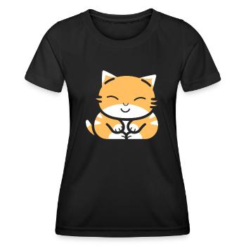 Baby Schlafende Katze - Frauen Funktions-T-Shirt - Schwarz - Vorne - AI Model Female 172 light (172cm)