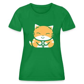 Baby Sleeping Cat - Women's Functional T-Shirt - kelly green - Front - AI Model Female 172 dark (172cm)
