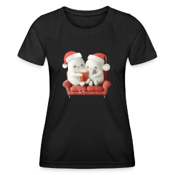 Christmas Ghosts Flix & Popcorn - Women's Functional T-Shirt - black - Front - AI Model Female 172 light (172cm)