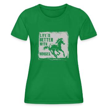 Ein Leben mit Pferden ist ein gutes Leben - Frauen Funktions-T-Shirt - Kelly Green - Vorne - AI Model Female 172 dark (172cm)