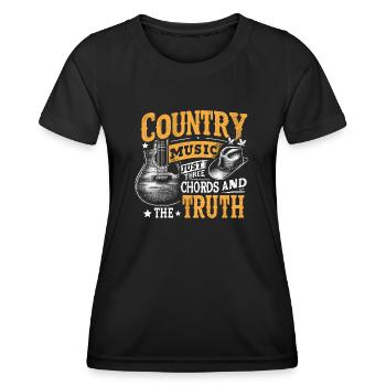 Country Music Just Three Chords And The Truth Song - Women's Functional T-Shirt - black - Front - AI Model Female 172 light (172cm)