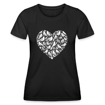 Birds Heartshape Bird Birdwatching Birdwatcher - Women's Functional T-Shirt - black - Front - AI Model Female 172 light (172cm)