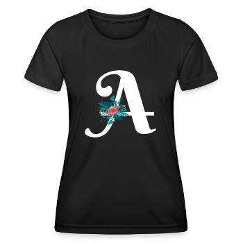 Buchstabe A blumig - Frauen Funktions-T-Shirt - Schwarz - Vorne - AI Model Female 172 light (172cm)