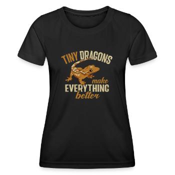Kronengecko Eidechse Reptil Herpetologe - Frauen Funktions-T-Shirt - Schwarz - Vorne - AI Model Female 172 light (172cm)
