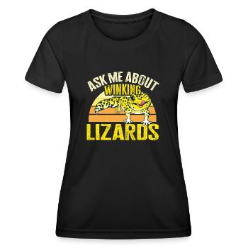 Leopardgecko Eidechse Reptilien Herpetologe - Frauen Funktions-T-Shirt - Schwarz - Vorne - AI Model Female 172 light (172cm)