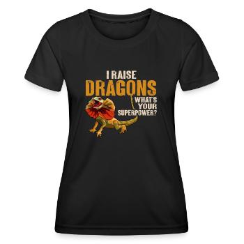 Kragenechse Frilled-neck lizard Reptil Herpetologe - Frauen Funktions-T-Shirt - Schwarz - Vorne - AI Model Female 172 light (172cm)