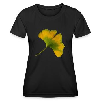Ginkgo Leaf Autumn Ginkgo Leaf Yellow Green - Women's Functional T-Shirt - black - Front - AI Model Female 172 light (172cm)