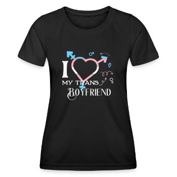 LBGT Flag Gay Pride J’aime mon petit ami trans - T-shirt sport Femme - noir - Devant - AI Model Female 172 light (172cm)