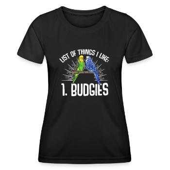Budgerigar Parakeet Bird Pet Gift - Women's Functional T-Shirt - black - Front - AI Model Female 172 light (172cm)