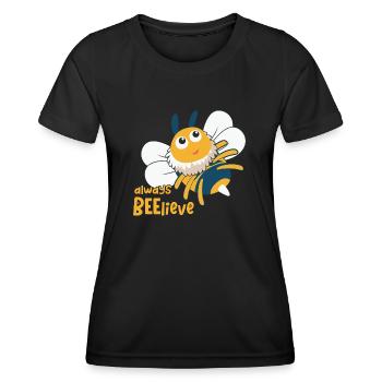 always beelieve Bee Funny Animal Puns - Women's Functional T-Shirt - black - Front - AI Model Female 172 light (172cm)
