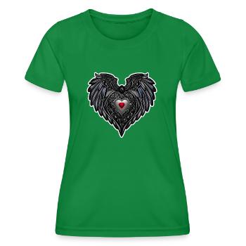 coeur et ailes - amour - T-shirt sport Femme - vert - Devant - AI Model Female 172 dark (172cm)