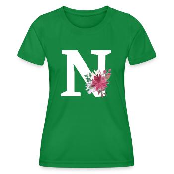 Letter n floral - Women's Functional T-Shirt - kelly green - Front - AI Model Female 172 dark (172cm)