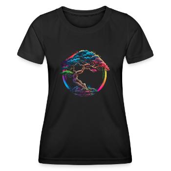 Enso Zen, Bonsai, Baum, Japan, Buddhismus, Symbol - Frauen Funktions-T-Shirt - Schwarz - Vorne - AI Model Female 172 light (172cm)