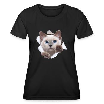 Bébé chat du monde caché - T-shirt sport Femme - noir - Devant - AI Model Female 172 light (172cm)