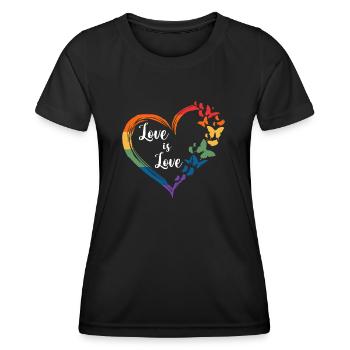 Butterfly Heart Rainbow Love Is Love LGBT Gay Prid - Women's Functional T-Shirt - black - Front - AI Model Female 172 light (172cm)