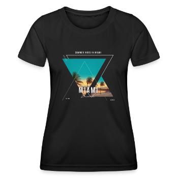 Miami Vibes - Sommerliches T-Shirt - Frauen Funktions-T-Shirt - Schwarz - Vorne - AI Model Female 172 light (172cm)