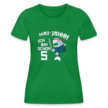 5. Geburtstag Ninja 5 Jahre Ninja Hai Kostüm - Frauen Funktions-T-Shirt - Kelly Green - Vorne - AI Model Female 172 dark (172cm)