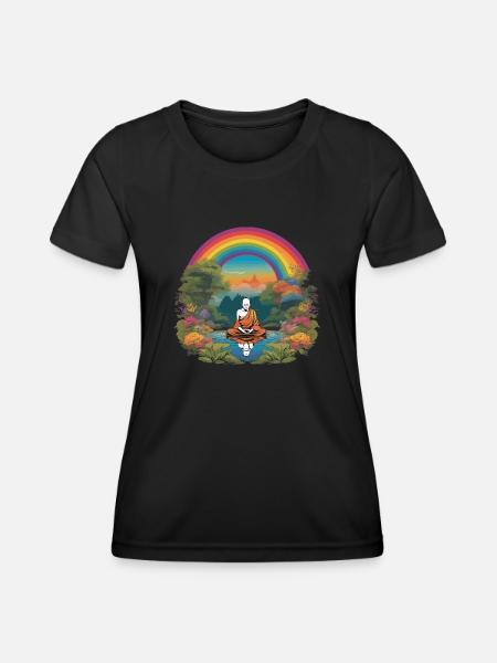 Regenbogen-Mönch - Frauen Funktions-T-Shirt - Schwarz
