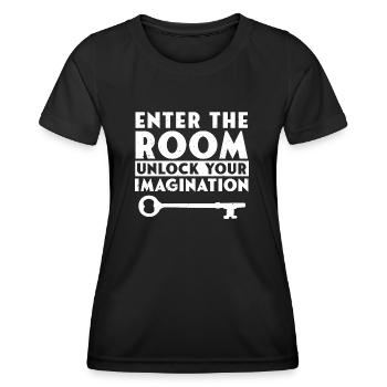 Défi Entrez dans la pièce Libérez votre imagination M - T-shirt sport Femme - noir - Devant - AI Model Female 172 light (172cm)