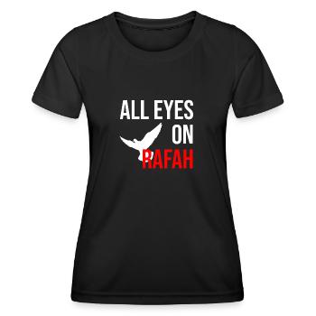 TOUS LES YEUX SONT RIVÉS SUR RAFAH avec la colombe de la paix - T-shirt sport Femme - noir - Devant - AI Model Female 172 light (172cm)