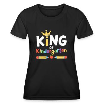 King Of Kindergarten School Teacher Students - Women's Functional T-Shirt - black - Front - AI Model Female 172 light (172cm)