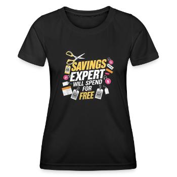 Sparexperte wird kostenlos im Couponer-Shop ausgeben - Frauen Funktions-T-Shirt - Schwarz - Vorne - AI Model Female 172 light (172cm)