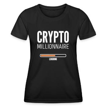 Crypto Millionaire Loading Argent Bitcoin Humour - T-shirt sport Femme - noir - Devant - AI Model Female 172 light (172cm)