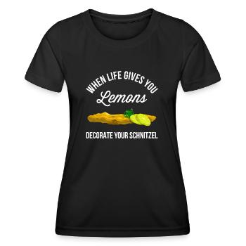 When life gives you lemons Meme Schnitzel Lemon - Women's Functional T-Shirt - black - Front - AI Model Female 172 light (172cm)