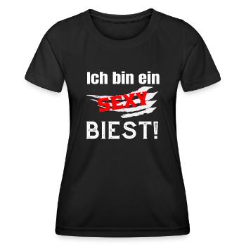 Lustig Ich bin ein sexy Biest - Frauen Funktions-T-Shirt - Schwarz - Vorne - AI Model Female 172 light (172cm)