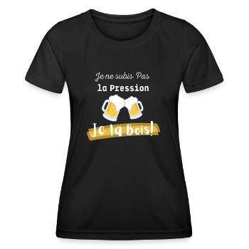 Je ne subis pas la pression Je la bois - T-shirt sport Femme - noir - Devant - AI Model Female 172 light (172cm)