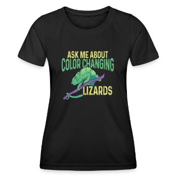 Caméléon, Lézard, Reptile, Herpétologiste - T-shirt sport Femme - noir - Devant - AI Model Female 172 light (172cm)