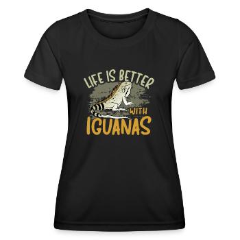 Leguan Eidechse Reptil Herpetologe - Frauen Funktions-T-Shirt - Schwarz - Vorne - AI Model Female 172 light (172cm)