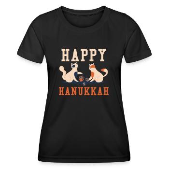 Chats Juifs de Noël Juif Joyeux Hanoukka - T-shirt sport Femme - noir - Devant - AI Model Female 172 light (172cm)