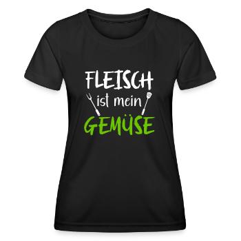 Fleisch ist mein Gemüse in grün für Fleischesser - Frauen Funktions-T-Shirt - Schwarz - Vorne - AI Model Female 172 light (172cm)