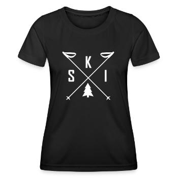Skiing Ski fahren Ski Motiv für Schi Fahrer - Frauen Funktions-T-Shirt - Schwarz - Vorne - AI Model Female 172 light (172cm)