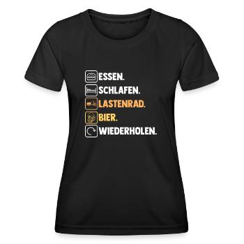 Fahrrad Lastenfahrrad Lastenrad - Frauen Funktions-T-Shirt - Schwarz - Vorne - AI Model Female 172 light (172cm)