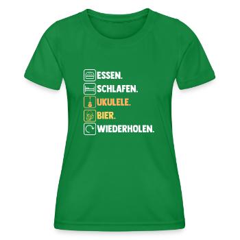 Gitarre Bier Musiker Musikinstrument Ukulele - Frauen Funktions-T-Shirt - Kelly Green - Vorne - AI Model Female 172 dark (172cm)