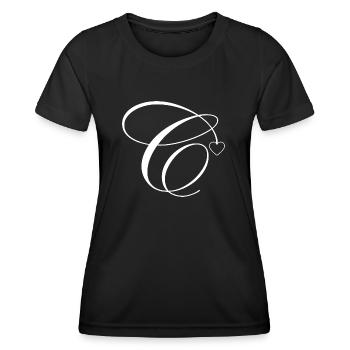Lettre c calligraphie cœur - T-shirt sport Femme - noir - Devant - AI Model Female 172 light (172cm)